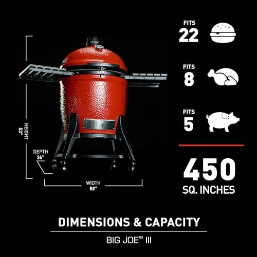 Kamado grill dimensions and capacity