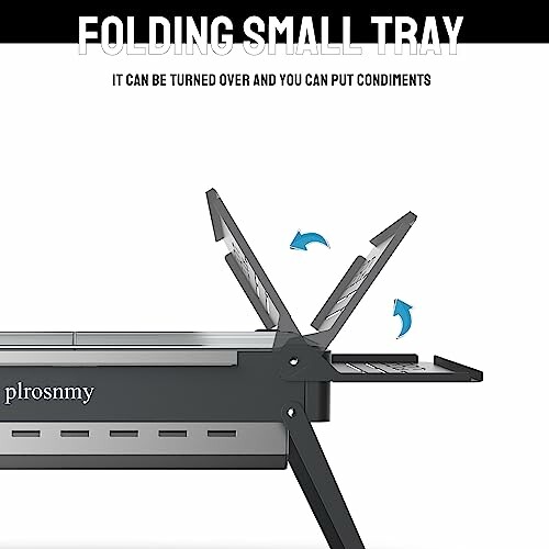 Illustration of a folding small tray with arrows showing how it turns over for condiments.