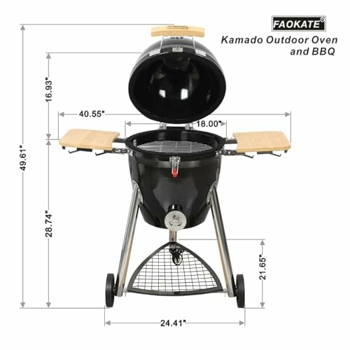 Kamado outdoor oven and BBQ with dimensions